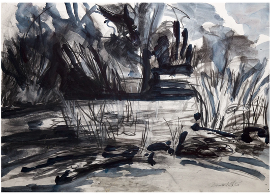 Drawing-mixed-media-Pond-reeds